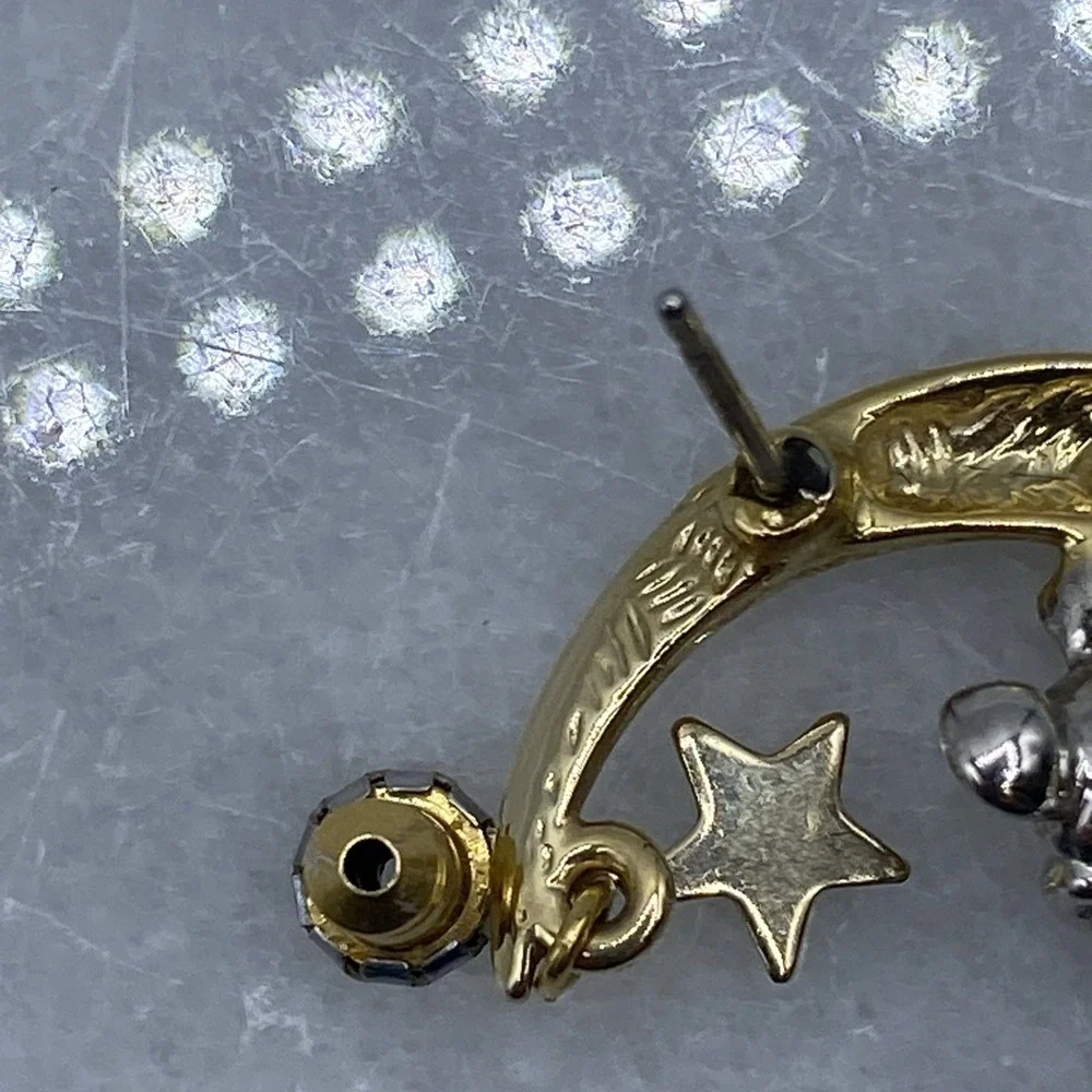 Disney Womens OS Earrings Gold Silver Mickey Mouse Moon Star Dangle Studs